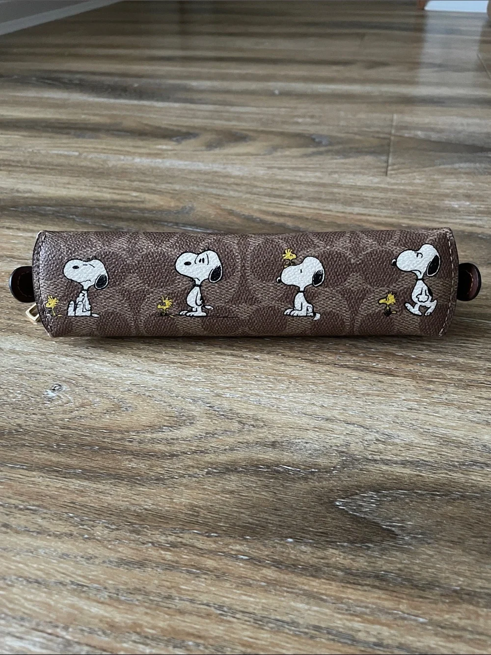 Coach x Peanuts Snoopy Signature Jacquard Canvas Pencil Case NWOT